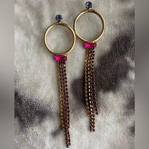 Rainbow Diamond Fringe Earrings